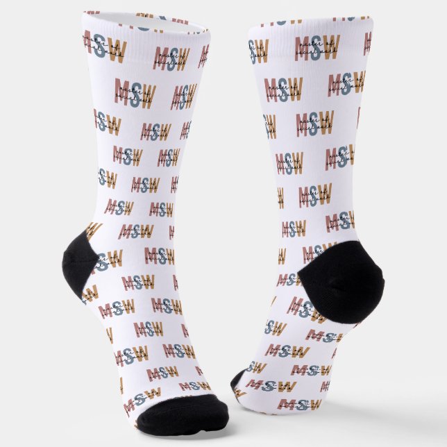 MSW Master of Social Work Retro Graduation Socks (Angled)