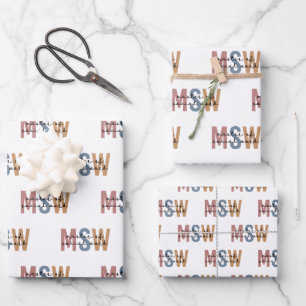 MSW Master of Social Work Retro Graduation Wrapping Paper Sheet