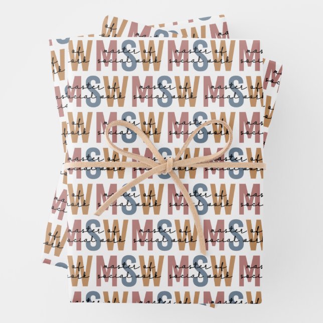 MSW Master of Social Work Retro Graduation Wrapping Paper Sheet (In situ)