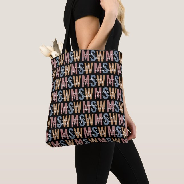 MSW Master of Social Work Retro Pattern Tote Bag (Close Up)