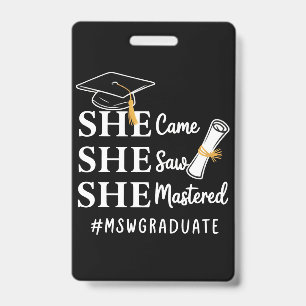 MSW Master’s Degree Master of Social Work Graduate ID Badge