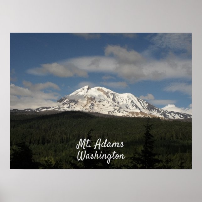 Mt. Adams Washinton with Forest and Blue Sky Photo Poster (Front)