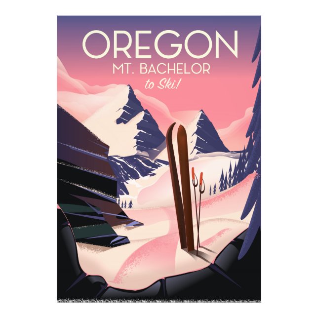 Mt.Bachelor Oregon Ski travel poster (Front)