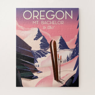 Mt.Bachelor Oregon Ski travel poster Jigsaw Puzzle