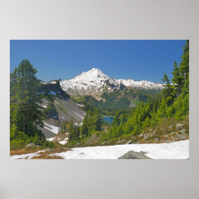Mt. Baker, Forest, and Alpine Lake Photo Poster (Front)