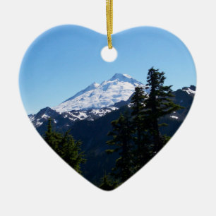 Mt Baker in Summer Ceramic Tree Decoration