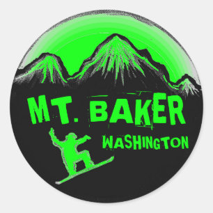 Mt. Baker Washington green snowboard stickers