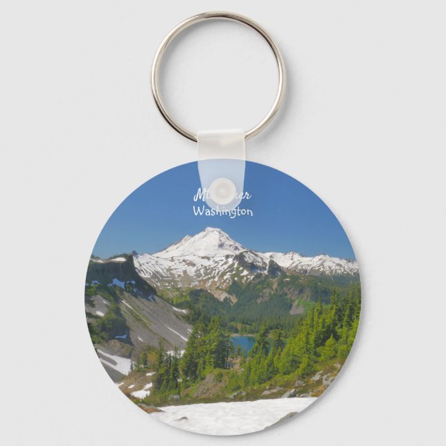 Mt. Baker, Washington Landscape Button Keychain (Front)