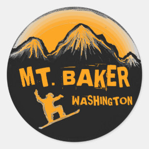 Mt. Baker Washington orange snowboard stickers