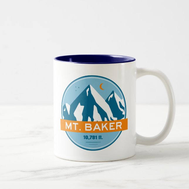 Mt. Baker Washington Stars Moon Two-Tone Coffee Mug (Right)