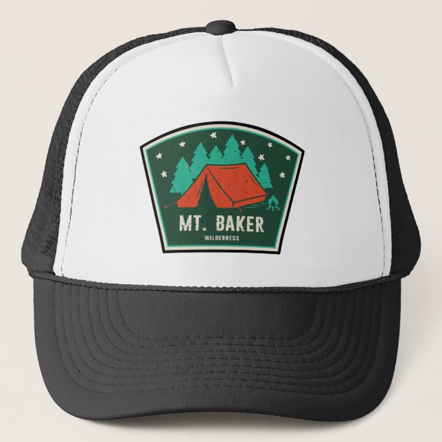 Mt. Baker Wilderness Washington Camping Trucker Hat (Front)