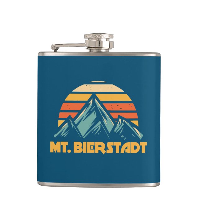 Mt. Bierstadt Colorado Retro Turquoise Hip Flask (Front)
