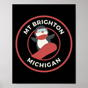 Mt Brighton Michigan Ski Resort Penguin Snowboardi Poster