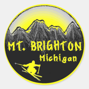 Mt. Brighton Michigan skier Classic Round Sticker