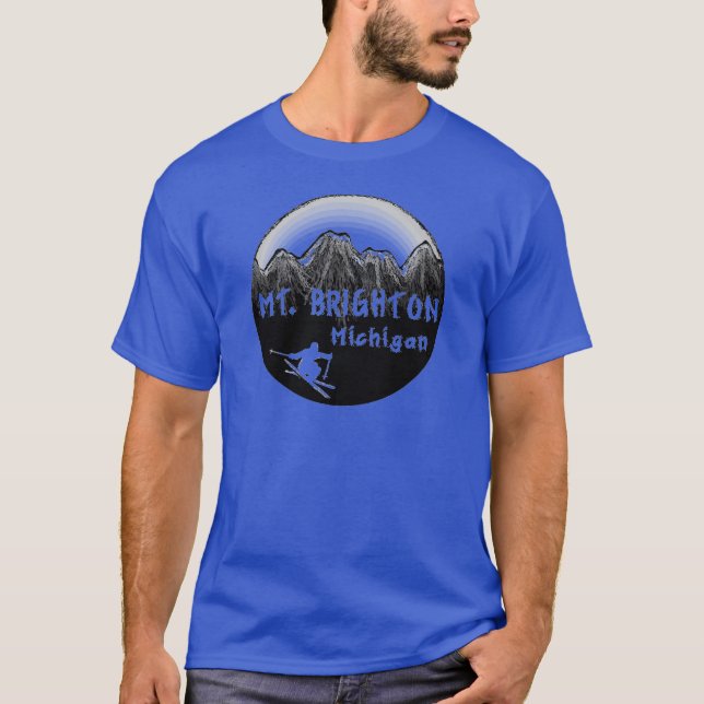 Mt. Brighton Michigan skier T-Shirt (Front)