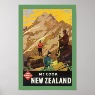 Mt Cook New Zealand (border) Poster
