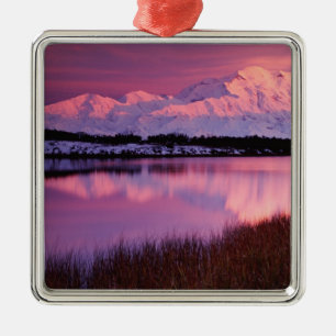 Mt. Denali at sunset from Reflection Pond Metal Ornament