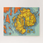 Mt Desert Island - Acadia Puzzle<br><div class="desc">Bright colourful map of Mt. Desert Island  - a vintage postcard image repurposed!</div>