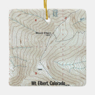 Mt. Elbert CO Topo Map Ceramic Ornament