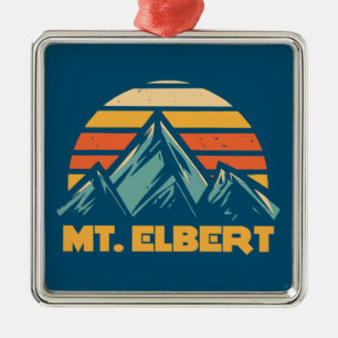 Mt. Elbert Colorado Retro Turquoise Metal Ornament