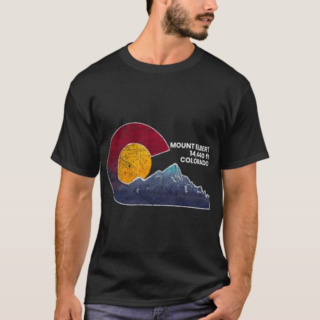 Mt Elbert Colorado With Flag Inspired Scenery T-Shirt (Front)