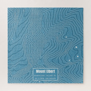 Mt Elbert Topographic Map - Blue Jigsaw Puzzle
