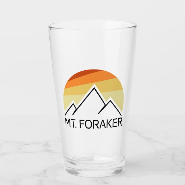 Mt. Foraker Alaska Retro Glass (Front)