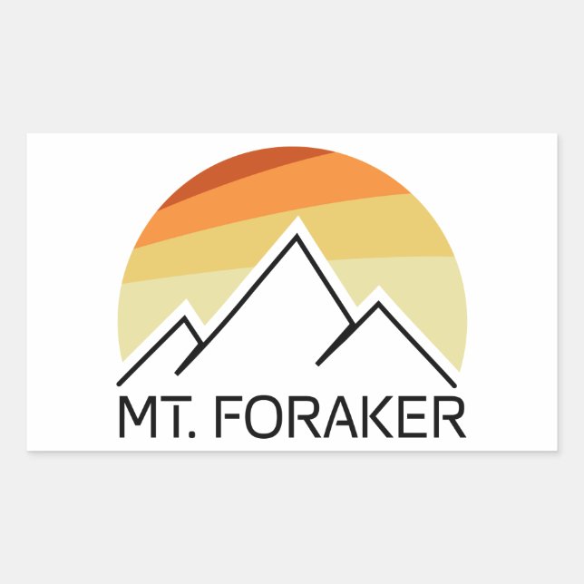 Mt. Foraker Alaska Retro Rectangular Sticker (Front)