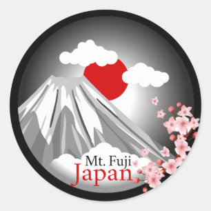 Mt. Fuji Abstract Landscape  Classic Round Sticker