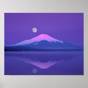 Mt. Fuji Below Moon Poster