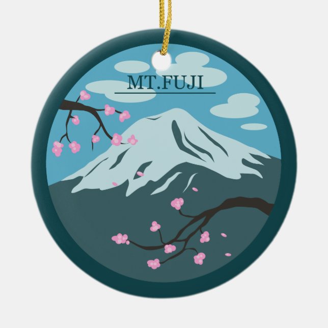 Mt. Fuji Ceramic Tree Decoration (Front)