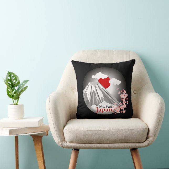 Mt. Fuji Cherry Blossom Abstract Landscape  Cushion (Chair)
