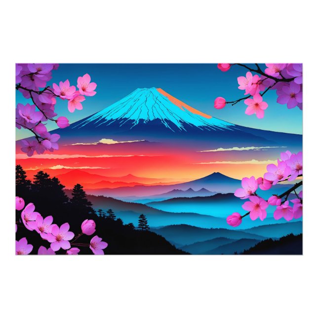 Mt. Fuji Cherry Blossom Landscape Art Print (Front)