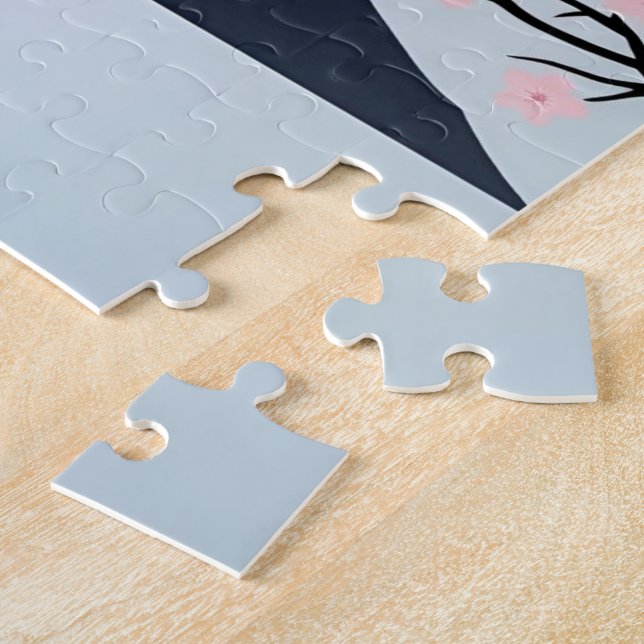 Mt. Fuji Cherry Blossom Minimalist Art Puzzle  (Side)