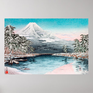 Mt. Fuji from Tagonoura, Snow Scene Poster