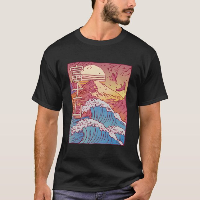 Mt Fuji Great Wave Off Kanagawa Japan Inspired Mou T-Shirt (Front)