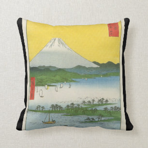 Mt. Fuji in Japan circa 1800's Cushion