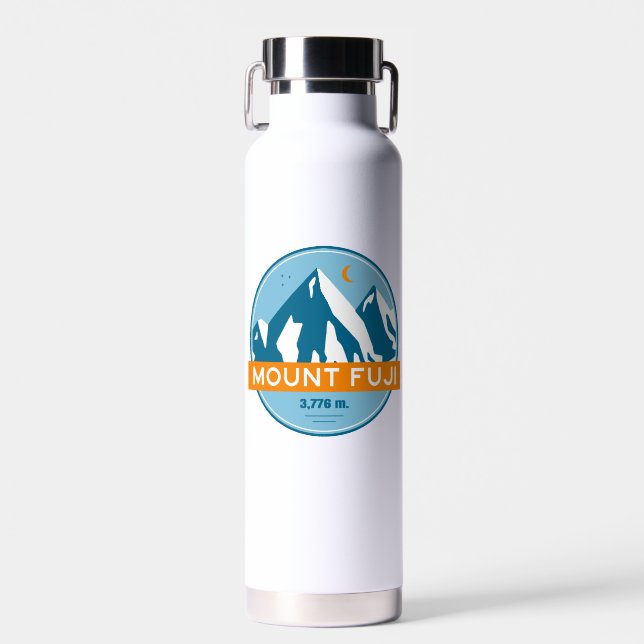 Mt. Fuji Japan Stars Moon Water Bottle (Front)