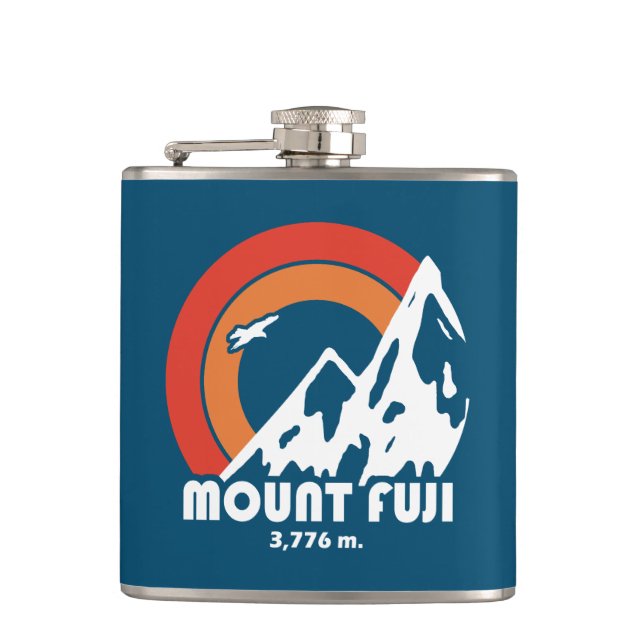 Mt. Fuji Japan Sun Eagle Hip Flask (Front)
