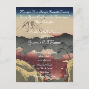 Mt. Fuji Japanese Vintage Art Wedding Invitation