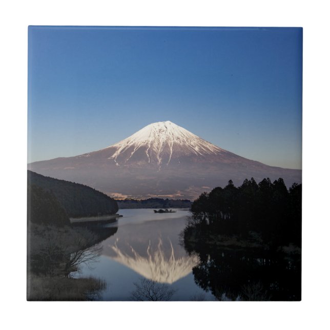 Mt Fuji Lake Reflection Ceramic Tile (Front)