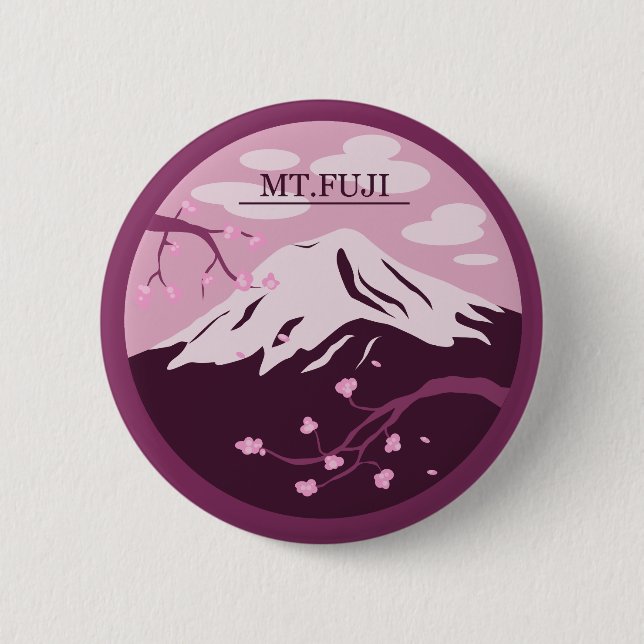 Mt. Fuji (Pink) 6 Cm Round Badge (Front)