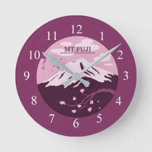 Mt. Fuji (Pink) Round Clock
