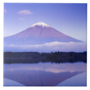 Mt. Fuji with Lenticular Cloud, Motosu Lake, Ceramic Tile