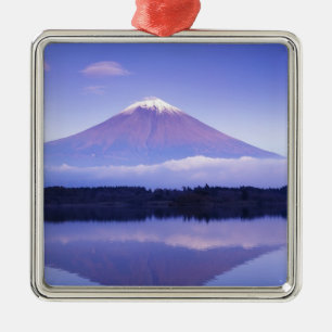 Mt. Fuji with Lenticular Cloud, Motosu Lake, Metal Ornament