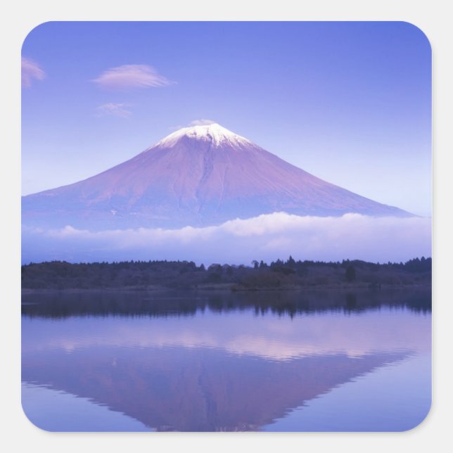 Mt. Fuji with Lenticular Cloud, Motosu Lake, Square Sticker (Front)