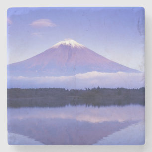 Mt. Fuji with Lenticular Cloud, Motosu Lake, Stone Coaster