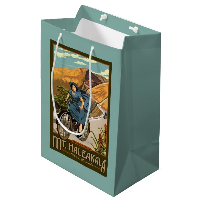 Mt. Haleakala Bicycle Rides Hawaii Medium Gift Bag (Front Angled)