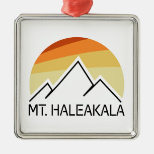 Mt. Haleakala Retro Metal Ornament