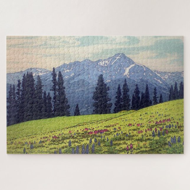 Mt. Holy Cross, Hiroshi Yoshida, Woodcut Jigsaw Puzzle (Horizontal)